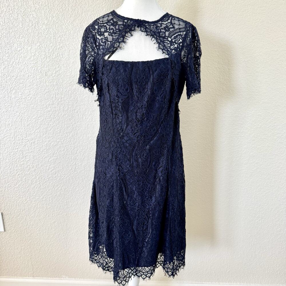 Cenia New York Dress 8 NWT $198 Indigo Navy Lace Cocktail Wedding Guest Midi